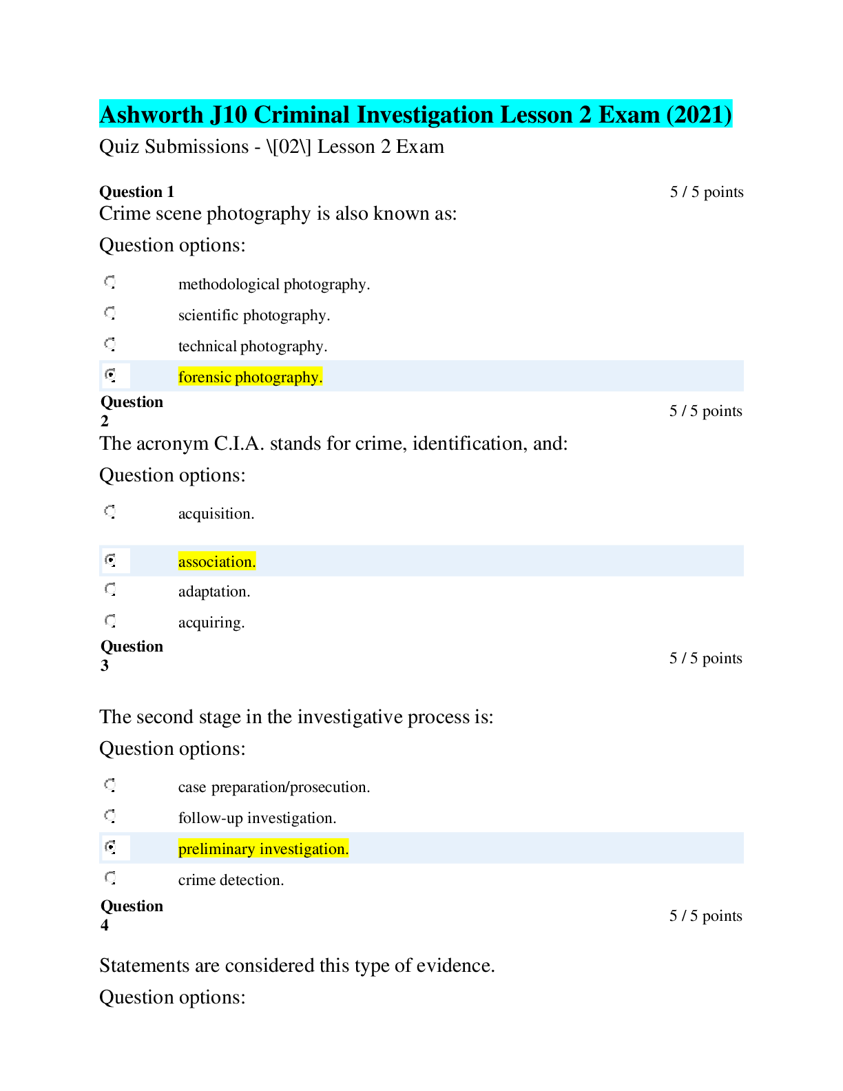 Preview image for J10 Criminal Investigation-Exam 2